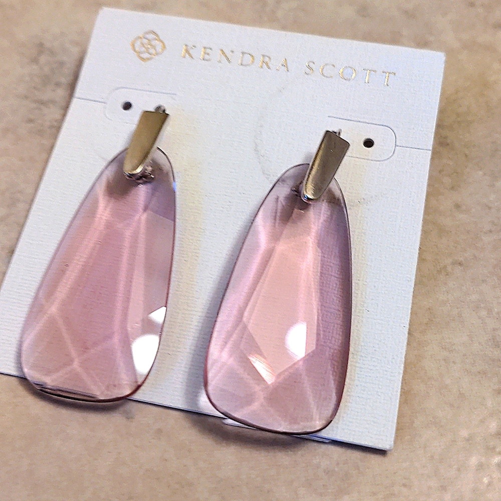 NEW Kendra Scott Maize Drop Earrings in Rhodium Clear Violet - Picture 5 of 6